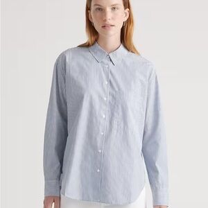 Quince 100% Organic Cotton Poplin Long Sleeve Boyfriend Shirt Medium Preppy